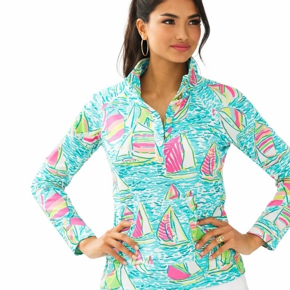 Lilly Pulitzer Tops - Lilly Pulitzer Captain Popover Pullover “You Gotta Regatta” Print XS